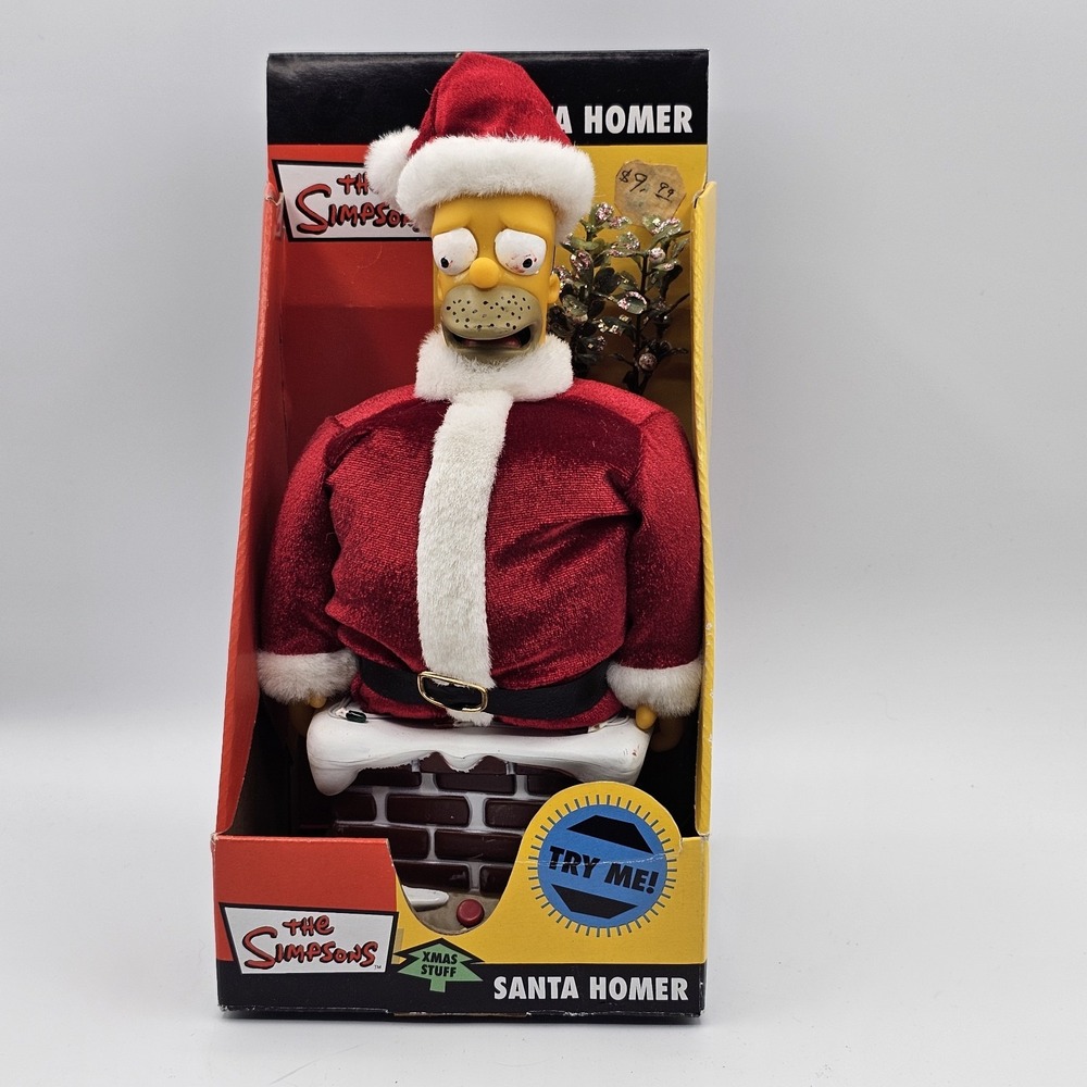 The Simpsons Santa Homer Stuck in Chimney Talking Animated NIB Works Gemmy 2004